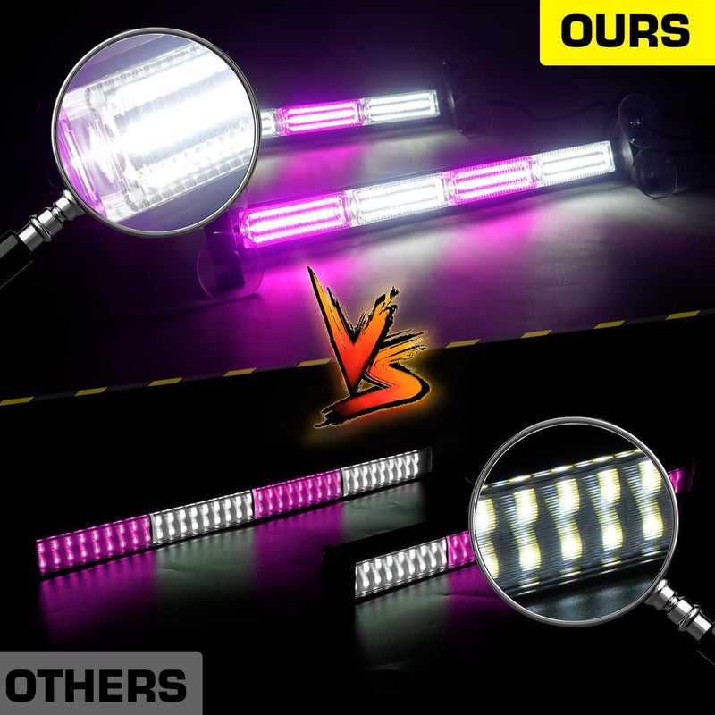 LRTER 2x17.7 Emergency Flashing Warning Strobe Lights Bar w/Digital Display Controller 20 Flash Patterns Interior Safety LED Traffic Advisor Strobe Light for Trucks Vehicles (Purple/White) - Image 4